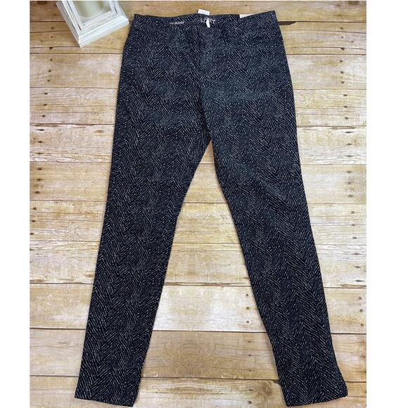 Ann Taylor Super Skinny Print Pant Womens 27 or sz 4 Black/ Cream Zig Zag - Picture 3 of 5